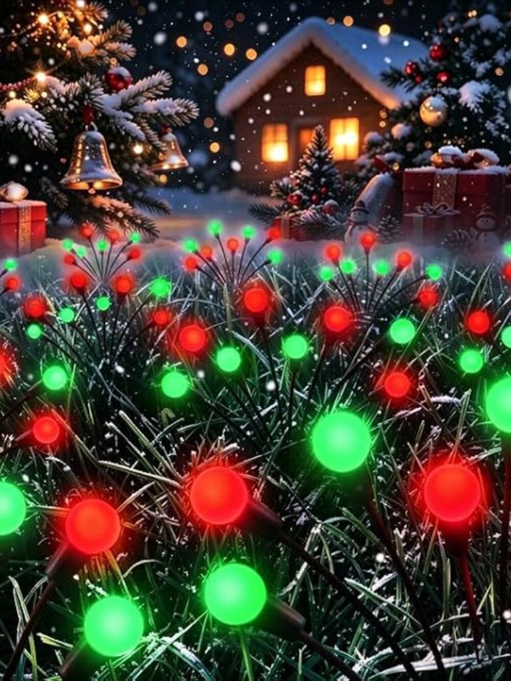 🎃6 Pack Green & Red Halloween Decorations Outdoor Solar Firefly Lights